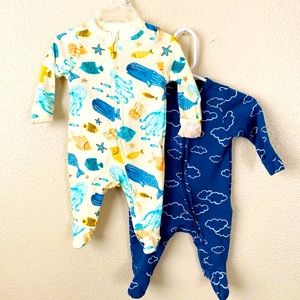 Newborn long sleeve zip up onesies